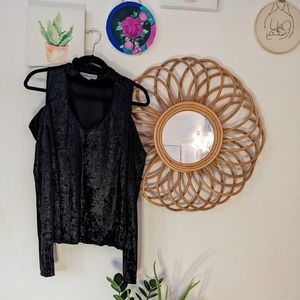 Black velvet cold shoulder top